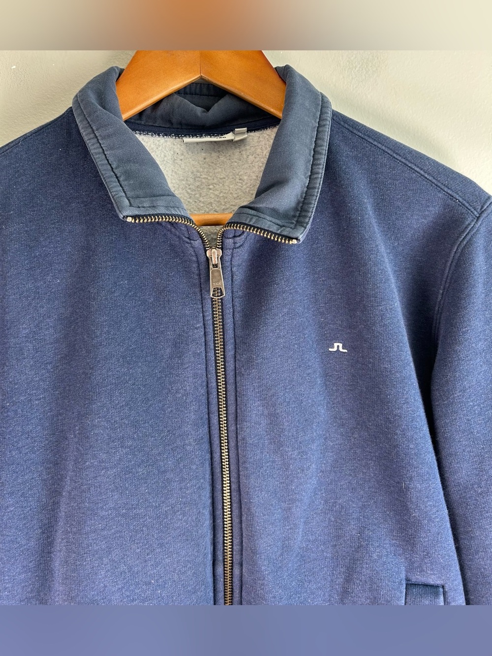 J Lindeberg Men’s Full Zip Sweater Jacket Size L Blue Fleece Jeremy Soft Cotton - Picture 4 of 10